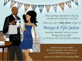 African American Couple Baby Shower Invitations Baby Shower Invitation African American Couple Blue & Brown