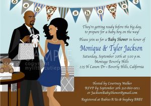 African American Couple Baby Shower Invitations Baby Shower Invitation African American Couple Blue & Brown