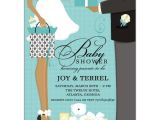 African American Couple Baby Shower Invitations Classic Couple African American Blue Shower Invitations