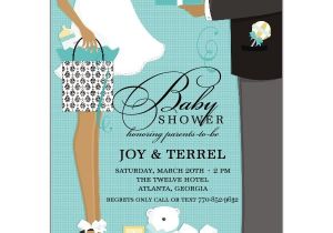 African American Couple Baby Shower Invitations Classic Couple African American Blue Shower Invitations