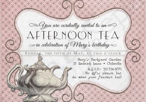 Afternoon Tea Party Invitation Wording Printable Tea Party Birthday Invitation 4 25 X by Cyanandsepia