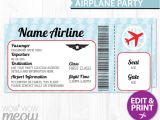 Airplane Birthday Invitation Template Airplane Ticket Invite Aeroplane Passport Invitation Pilot Fun