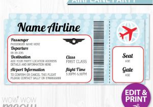 Airplane Birthday Invitation Template Airplane Ticket Invite Aeroplane Passport Invitation Pilot Fun