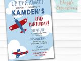 Airplane Birthday Invitation Template Printable Red and Blue Airplane Birthday Invitation Boys