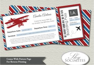 Airplane Birthday Invitation Template Vintage Airplane Boarding Pass Invitations Ticket Up Up and