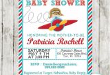 Airplane themed Baby Shower Invitations Red & Turquoise Little Pilot Baby Shower Invitation Boys