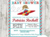 Airplane themed Baby Shower Invitations Red & Turquoise Little Pilot Baby Shower Invitation Boys