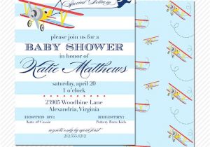 Airplane themed Baby Shower Invitations Vintage Airplane Baby Shower Invitation Pale by Libbylanepress