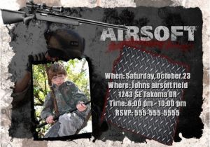 Airsoft Birthday Party Invitation Template Airsoft Invitation Birthday Personalized Photo Gun