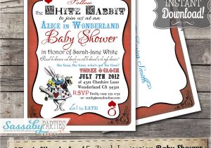 Alice and Wonderland Baby Shower Invitations Alice In Wonderland Baby Shower Invitation Instant Download