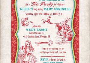 Alice and Wonderland Baby Shower Invitations Alice In Wonderland Personalized Printable Baby Shower