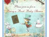 Alice and Wonderland Baby Shower Invitations Bring A Book Alice In Wonderland Baby Shower Invitation