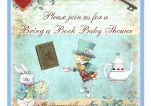 Alice and Wonderland Baby Shower Invitations Bring A Book Alice In Wonderland Baby Shower Invitation