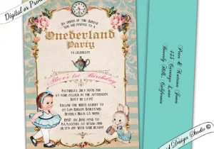 Alice In Onederland Birthday Invitations Alice In Wonderland First Birthday Invitation Ederland