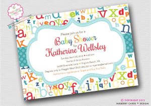 Alphabet Baby Shower Invitations Colorful Abc Alphabet Baby Shower Invitation by Inkberrycards