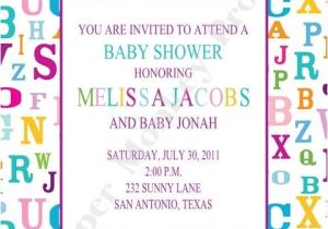 Alphabet Baby Shower Invitations Custom Printed Alphabet Baby Shower Invitations 1 00