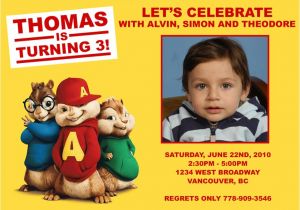 Alvin and the Chipmunks Birthday Party Invitations Alvin and the Chipmunk Custom Birthday Invitation