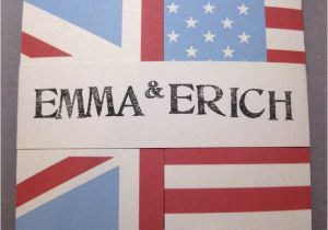 American Flag Wedding Invitations Handmade English and American Flag Wedding Invitation for
