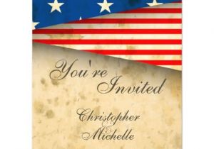 American Flag Wedding Invitations Patriotic Us Flag Vintage Style Wedding Invitation 4 25 Quot X