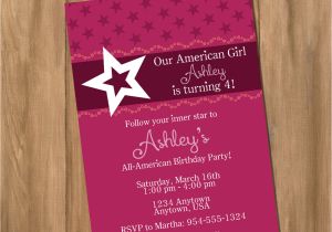 American Girl Party Invitation Template Free American Doll Girl Birthday Party Invitation Digital Diy