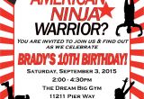American Ninja Warrior Birthday Invitations American Ninja Warrior Birthday Invitation