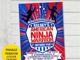 American Ninja Warrior Birthday Invitations Free American Ninja Warrior Girls Invitation Anw Invite