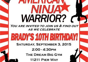 American Ninja Warrior Birthday Party Invitations American Ninja Warrior Birthday Invitation