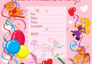 An Invitation Card for A Birthday Party Vector Illustration Birthday Party Invitation Kids Stock