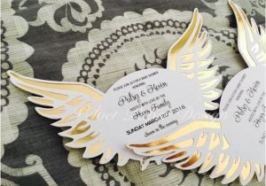 Angel Wings Baby Shower Invitations Angel Wings Invitations Heaven Sent Baby by