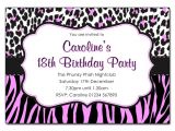 Animal Print Birthday Party Invitations Animal Print Pink and Black Party Invitations