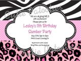 Animal Print Birthday Party Invitations Zebra Print Birthday Party Invitations