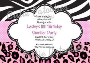 Animal Print Birthday Party Invitations Zebra Print Birthday Party Invitations