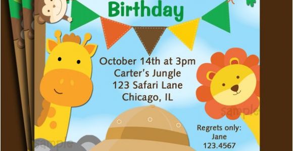 Animal themed Birthday Party Invitation Wording Animal Invitation Printable or Printed with Free Shipping