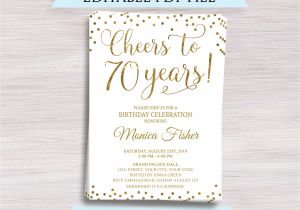 Anniversary Party Invitation Template Editable 70th Birthday Party Invitation Template Cheers to