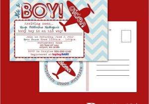 Antique Airplane Baby Shower Invitations Printable Postcard Vintage Airplane Baby Shower Invitation