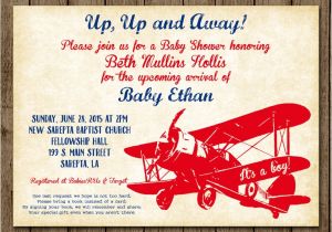 Antique Airplane Baby Shower Invitations Vintage Airplane Customized Baby Shower Invitation Plane Up Up