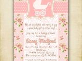 Antique Baby Shower Invitations Pink Shabby Chic Vintage Baby Carriage Baby Shower