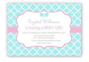 Aqua and Pink Baby Shower Invitations Baby Shower Girl Turquoise and Pink Quatrefoil by