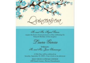 Aqua Quinceanera Invitations Cherry Blossom Quinceanera Invitation Aqua 5 Quot X 7
