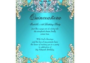 Aqua Quinceanera Invitations Quinceanera Aqua Teal Gold 15th Birthday Party 5×7 Paper