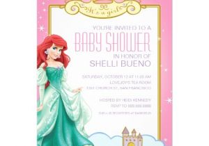 Ariel Baby Shower Invitations Disney Princess Ariel It S A Girl Baby Shower 5×7 Paper