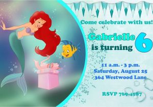Ariel Birthday Invitations Printable Ariel the Little Mermaid Happy Birthday Party Invitation