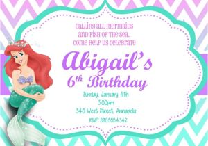 Ariel Birthday Party Invitations Printable Little Mermaid Ariel Custom Printable Birthday Party