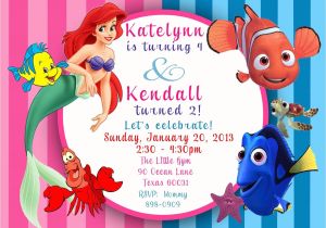 Ariel Party Invites Custom Photo Invitation Ariel the Little Mermaid Finding