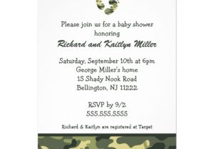 Army Baby Shower Invitations Camo Army Green Baby Feet Shower Invitation 5" X 7