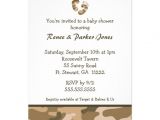 Army Camo Baby Shower Invitations Camo Army Brown Baby Feet Shower Invitation