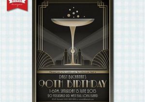 Art Deco Birthday Party Invitations 90th Birthday Party Invitations 20s Art Deco Gatsby