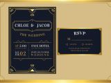Art Deco Wedding Invitation Template Black Gold Art Deco Wedding Invitation Template Vector