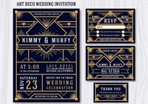 Art Deco Wedding Invitation Template Great Gatsby Art Deco Wedding Invitation Design Template