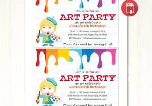 Art Party Invitation Template Art Party Invitation Printable Template Hands In the attic